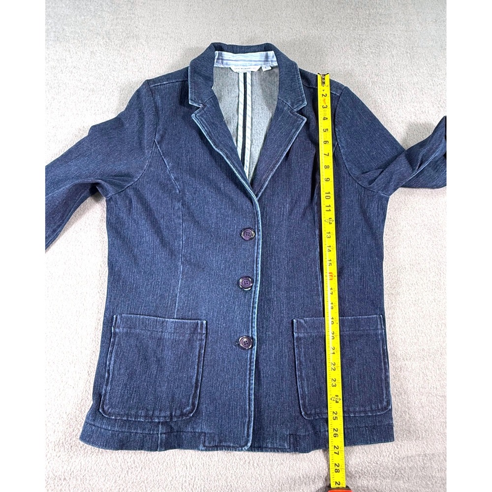 Isaac Mizrahi Live Stretch Denim Blazer Jacket Women's L Blue QVC Minimalist - Picture 7 of 10